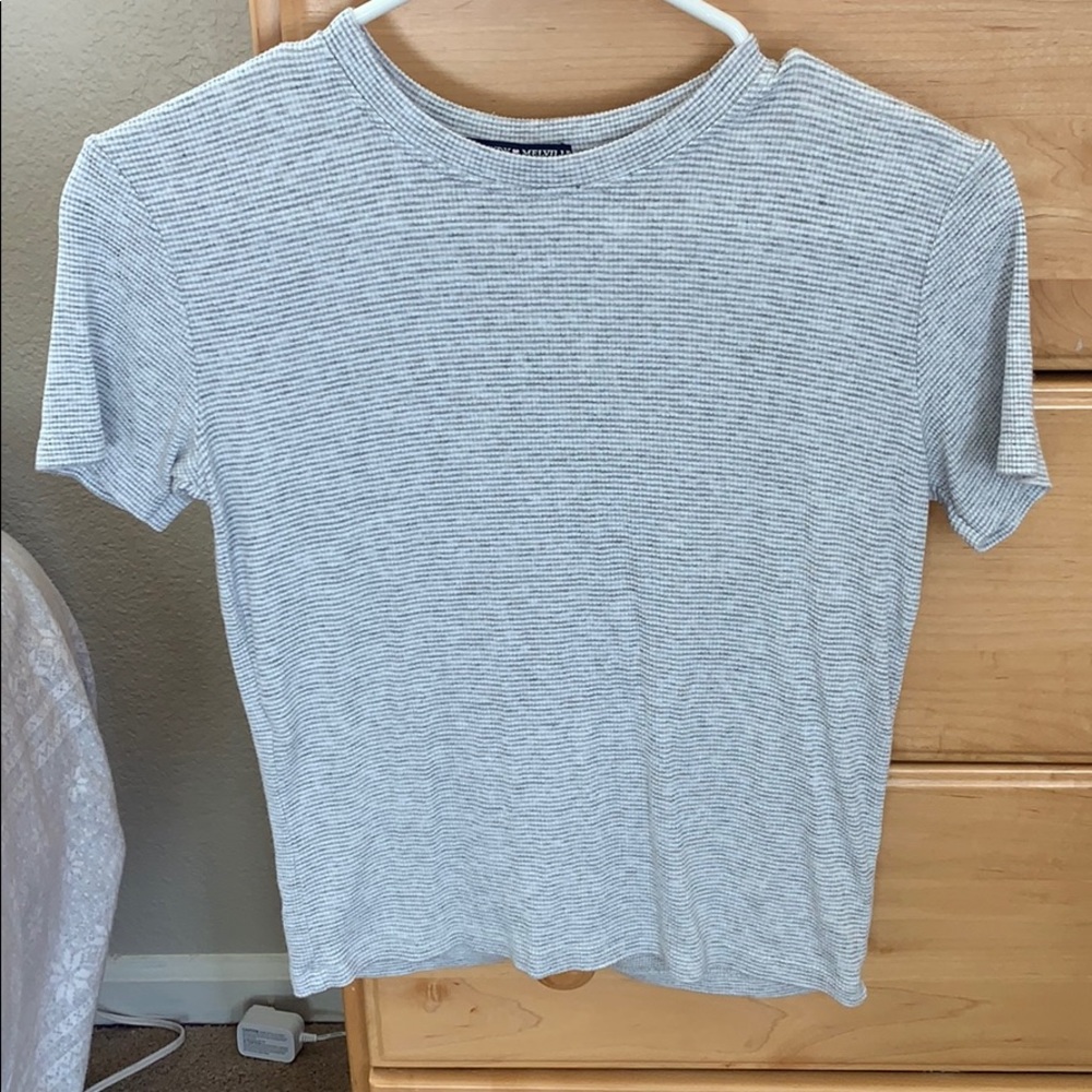 Grey and white stitched brandy t-shirt